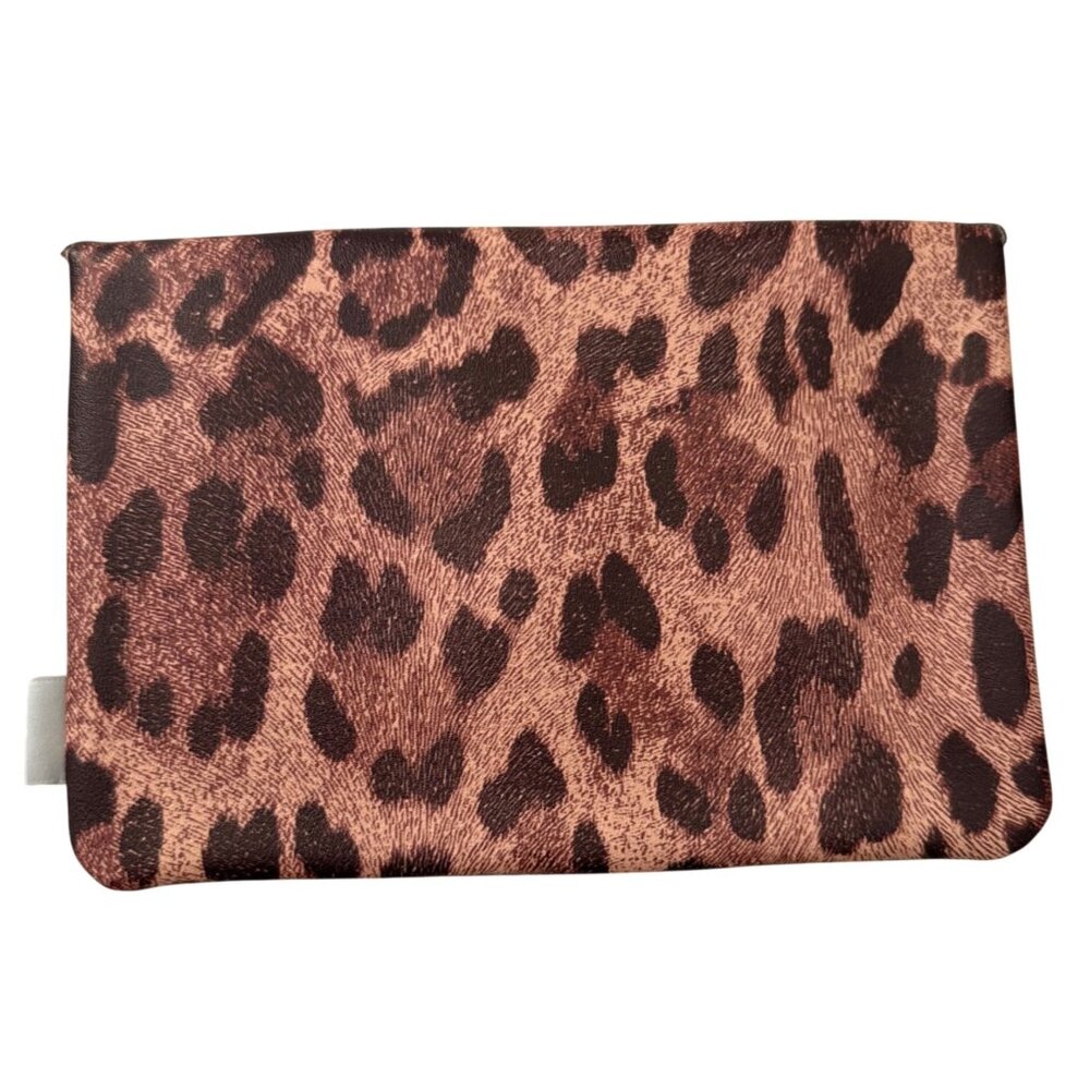 Ipsy Leopard Print Cosmetic Bag Snap Closure Synthetic Makeup Pouch Faux Jewel - Picture 3 of 7